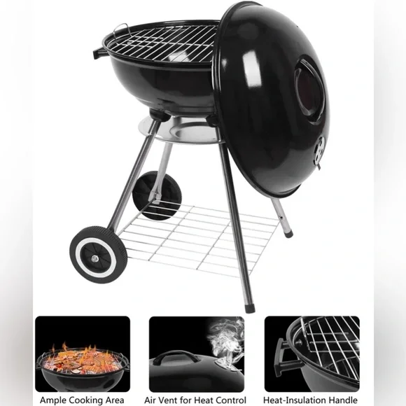 Cedar Trail 17” Rolling Charcoal BBQ Grill - Picture 4 of 10